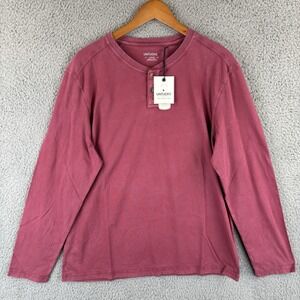NEW Untuckit Henley Shirt Mens Large Faded Red Long Sleeve Zede Dre 40760